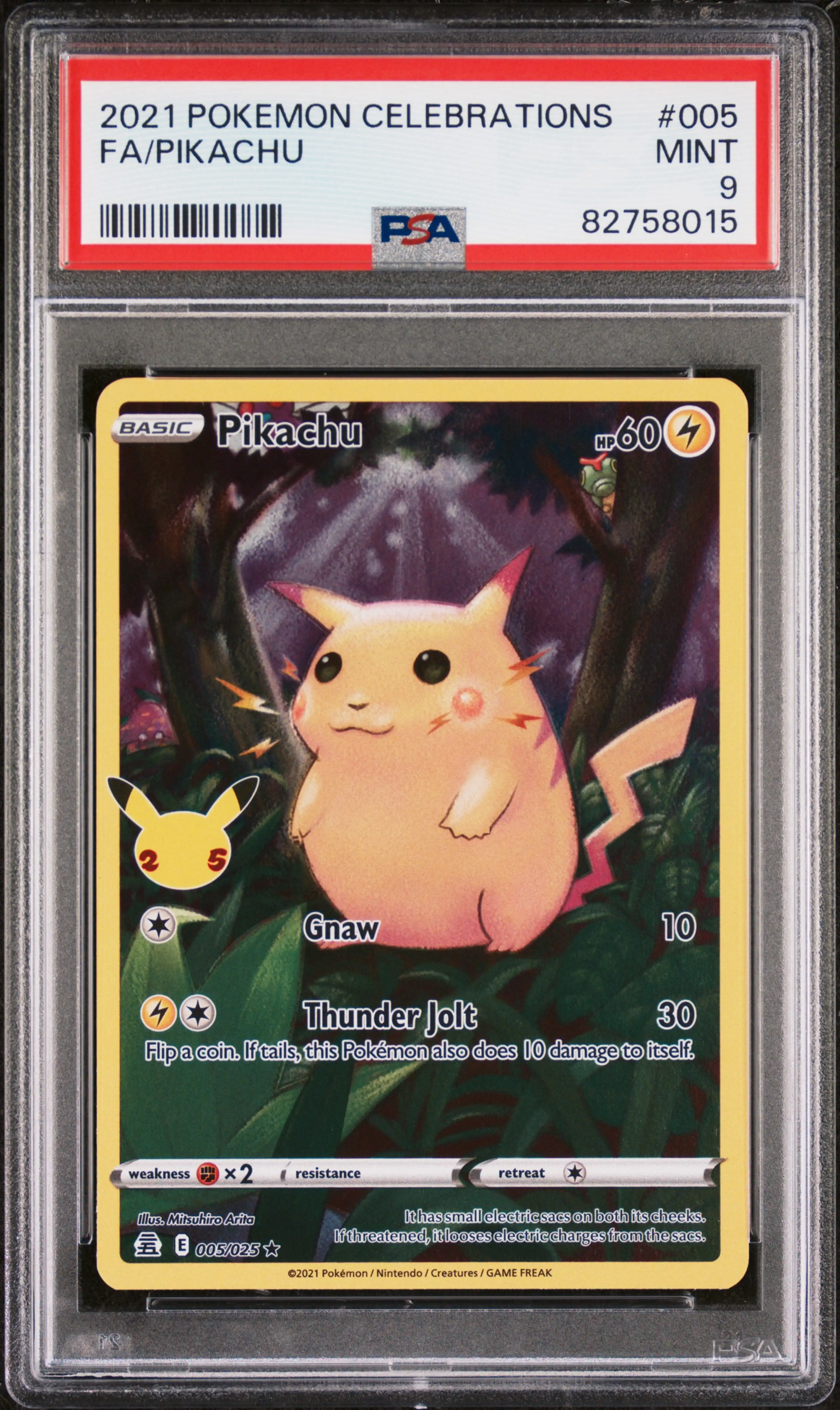 Thumbnail of Pokemon Graded Pikachu (CEL 005) - PSA 9