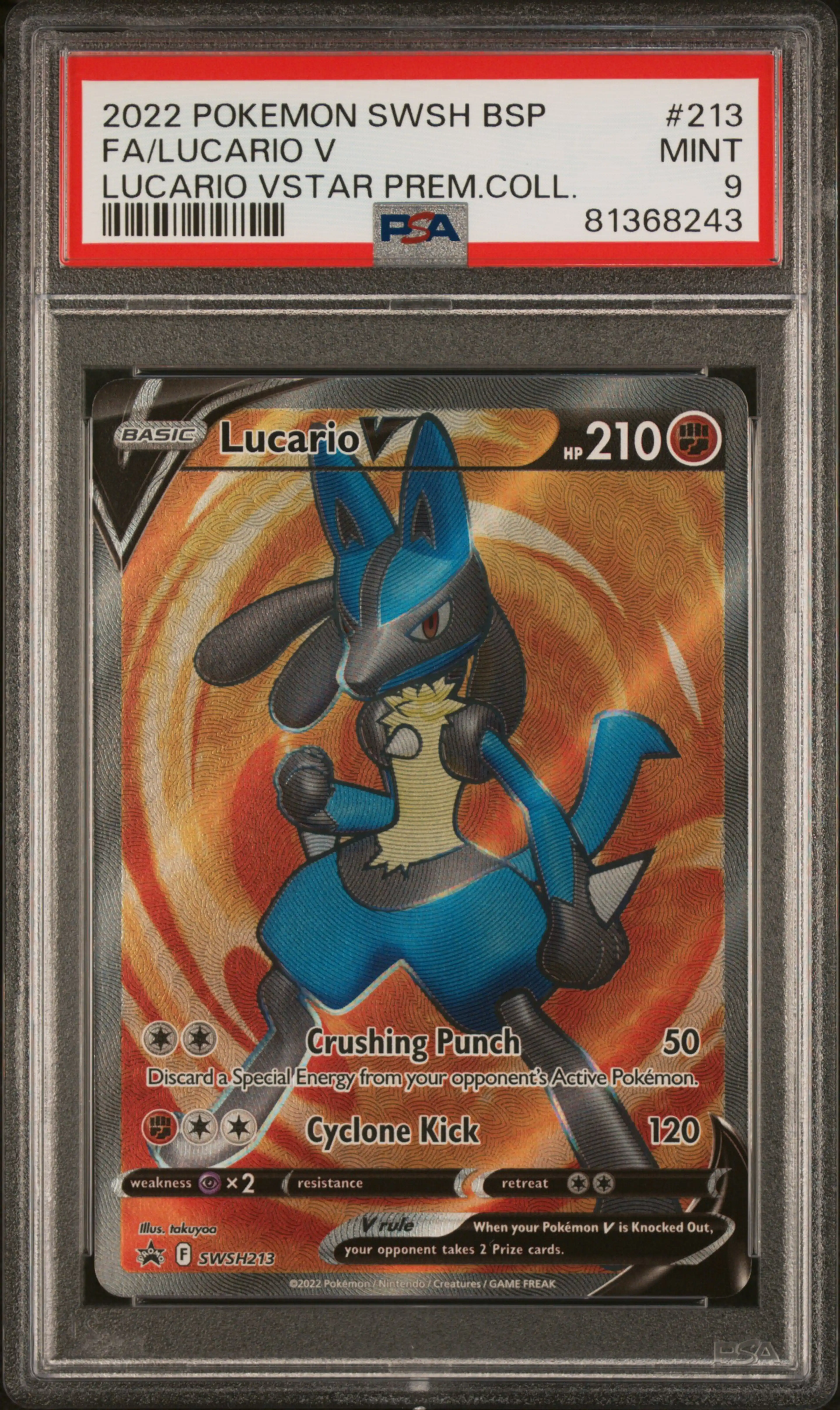 Thumbnail of Pokemon Graded Lucario V (SWSH 213) - PSA 9