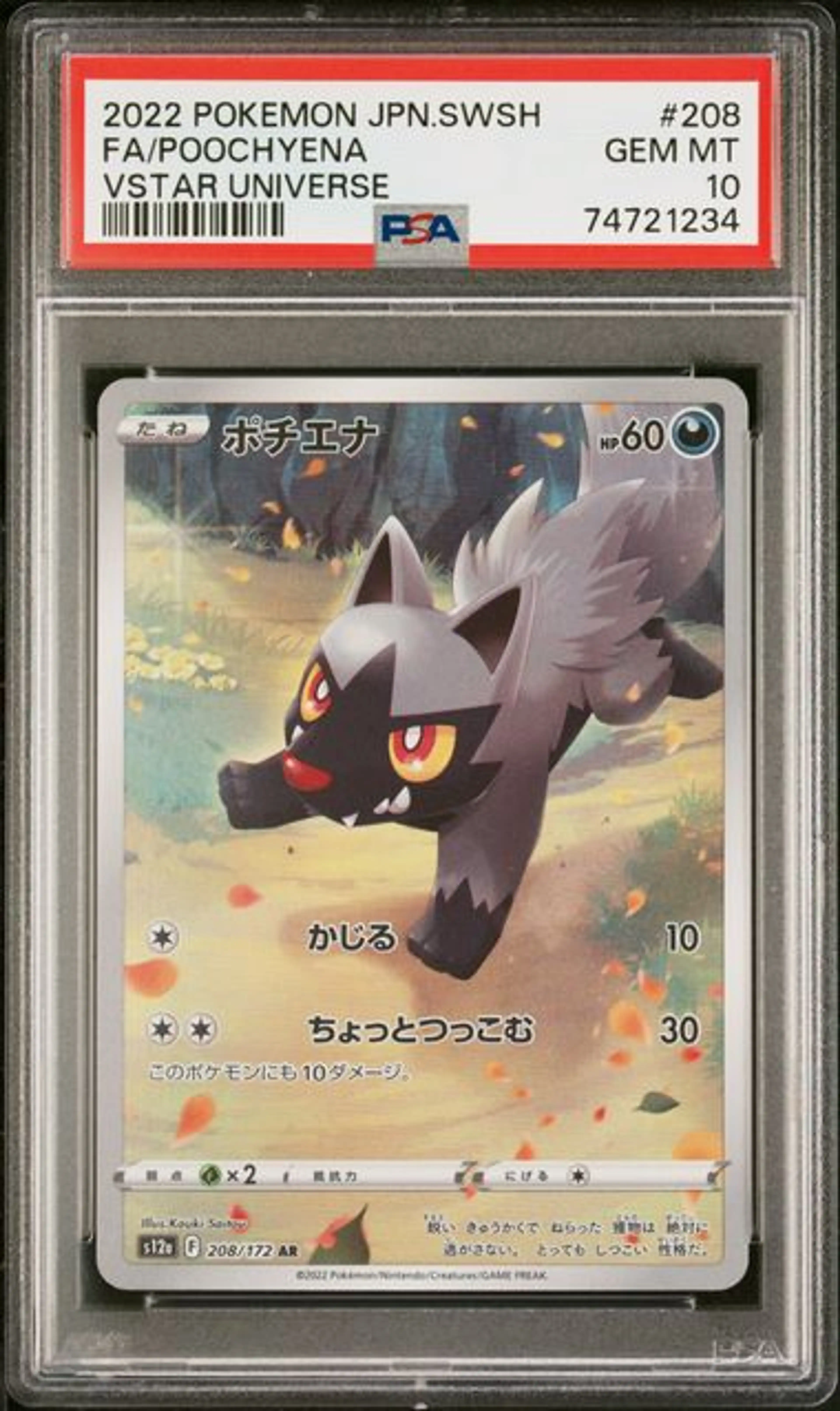 Thumbnail of Pokemon Graded Poochyena (s12a 208) - PSA 10