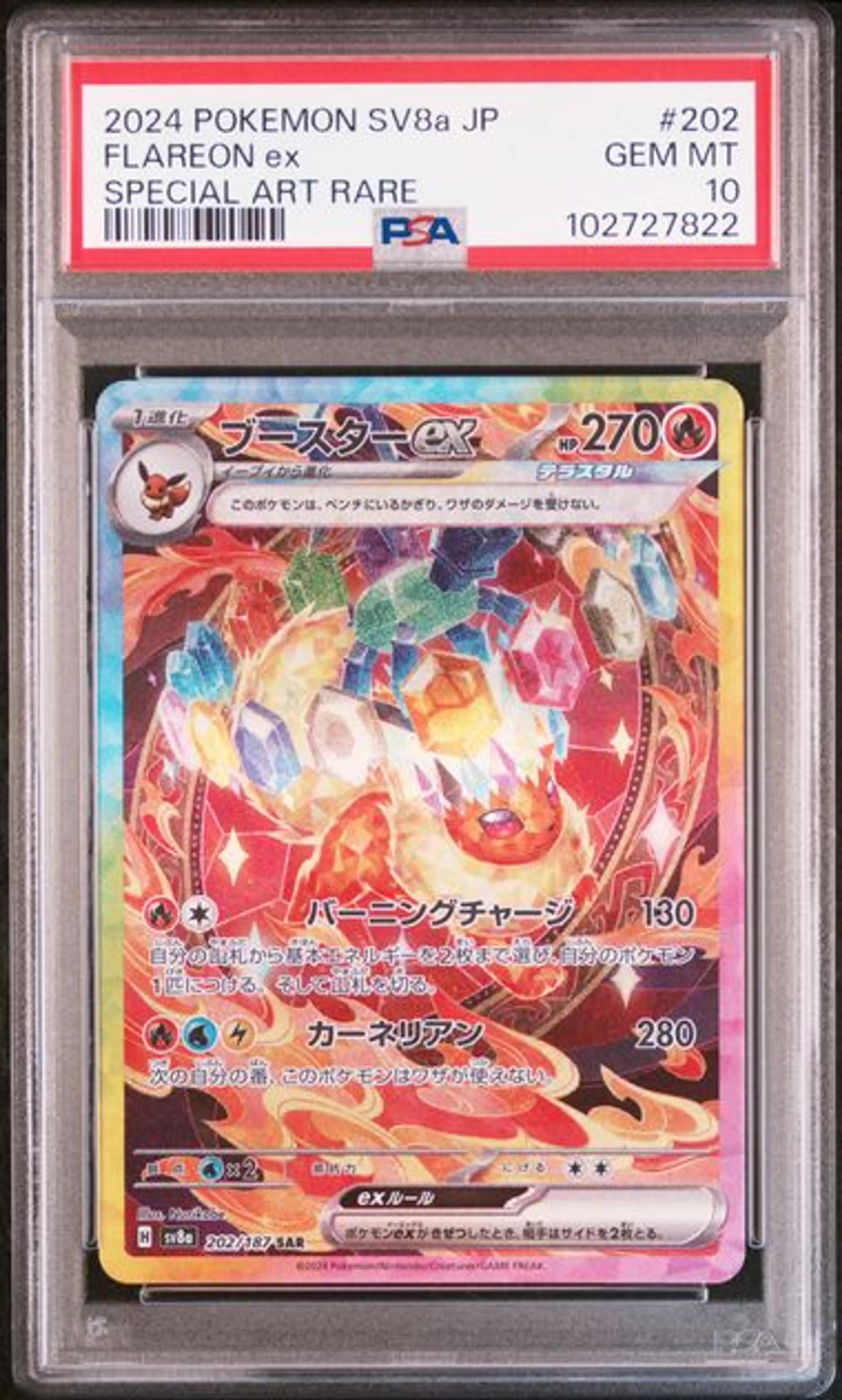Thumbnail of Pokemon Graded Flareon ex (sv8a 202) - PSA10