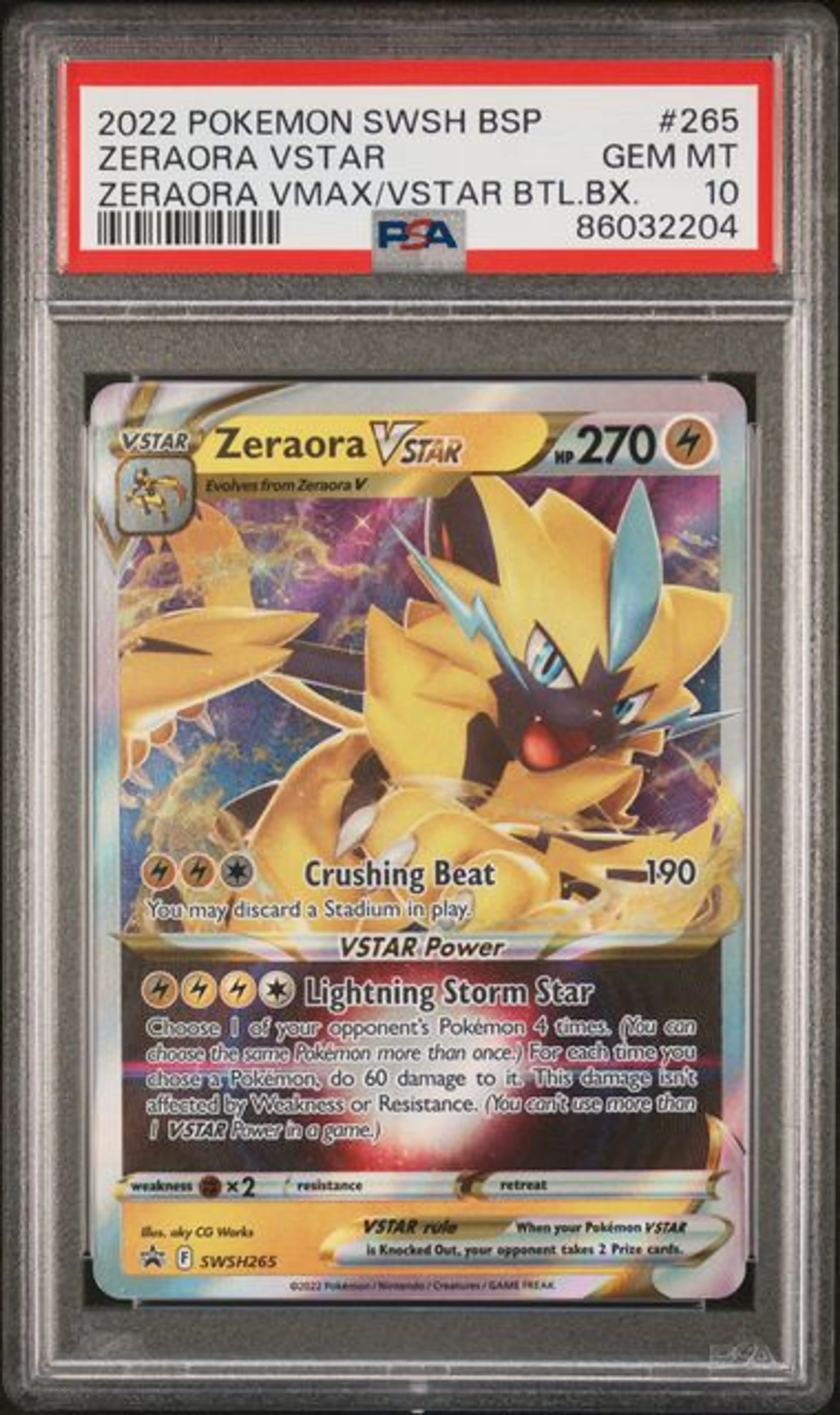 Thumbnail of Pokemon Graded Zeraora VSTAR (SWSH 265) - PSA10